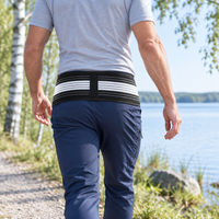 Man promenerar vid en sjö med SI-bälte runt höfterna